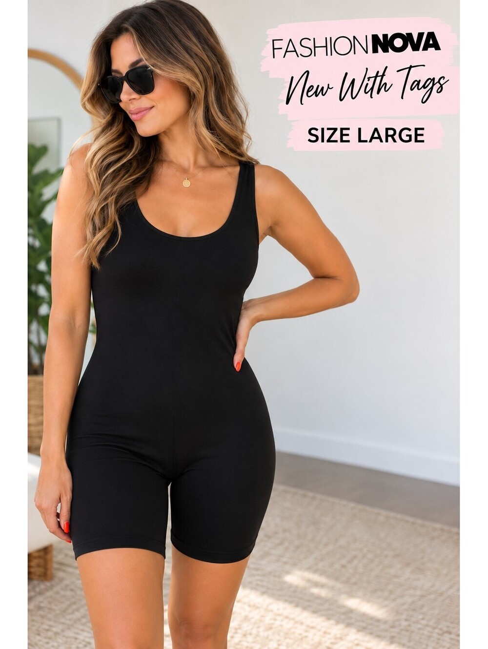 New With Tags Fashionnova L Black Sleeveless Jumpsuit